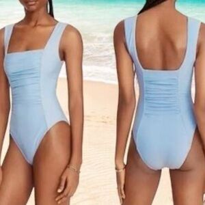 J. Crew Ruched Squareneck One-Piece bathing Suit
